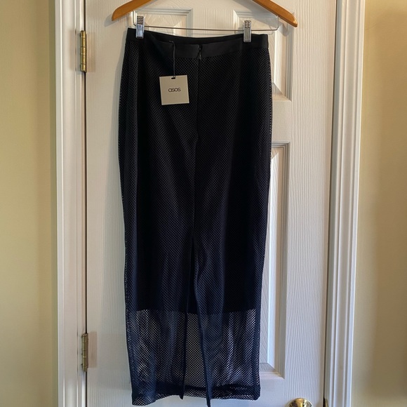 NWT ASOS Black Mesh Sheer Long Skirt - Picture 3 of 9